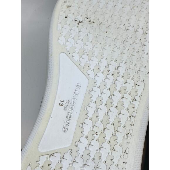 KARL LAGERFELD PARIS Men's Black-White Leather Karl Head Lace-Up Sneakers SZ 13 - Picture 10 of 12